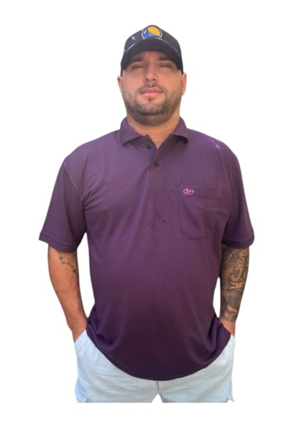 Camiseta Gola Polo - Berinjela - Malha Piquet Bordado - Modelo 2542